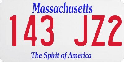 MA license plate 143JZ2