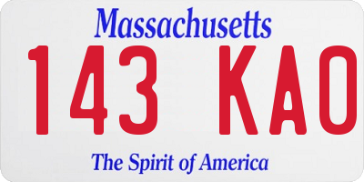 MA license plate 143KA0