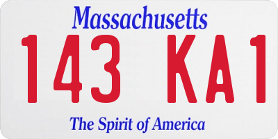 MA license plate 143KA1