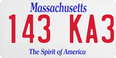 MA license plate 143KA3