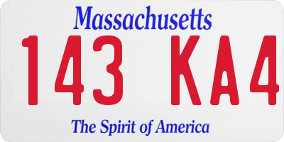 MA license plate 143KA4