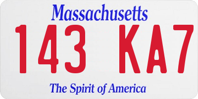 MA license plate 143KA7
