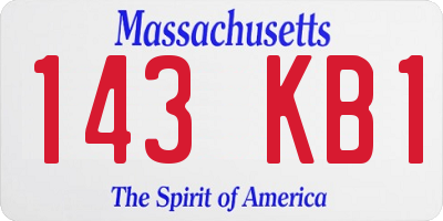MA license plate 143KB1