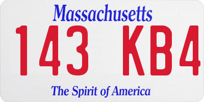 MA license plate 143KB4