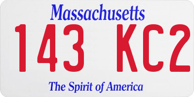 MA license plate 143KC2
