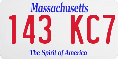 MA license plate 143KC7