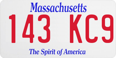 MA license plate 143KC9