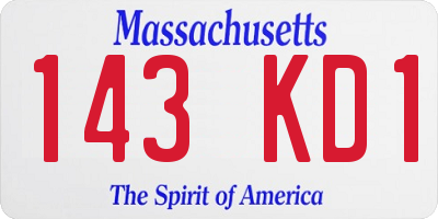 MA license plate 143KD1