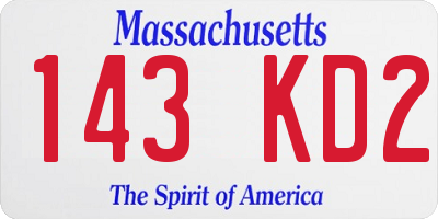 MA license plate 143KD2