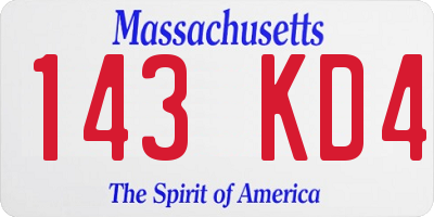 MA license plate 143KD4