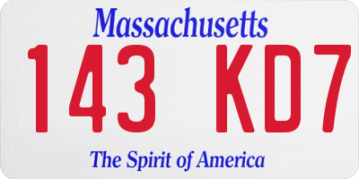 MA license plate 143KD7