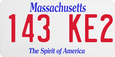 MA license plate 143KE2