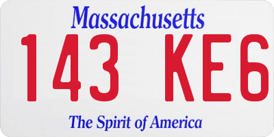 MA license plate 143KE6