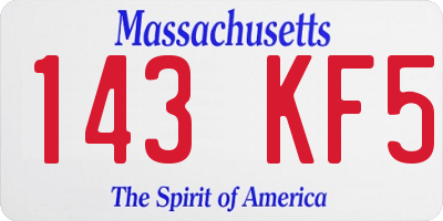 MA license plate 143KF5