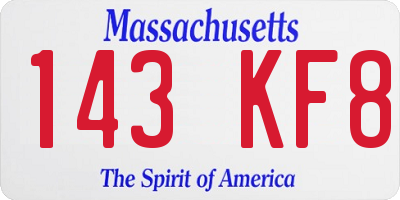 MA license plate 143KF8