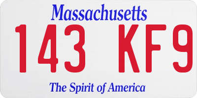 MA license plate 143KF9