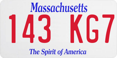 MA license plate 143KG7