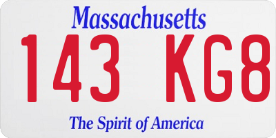 MA license plate 143KG8