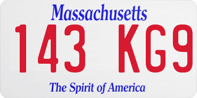 MA license plate 143KG9