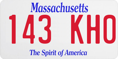 MA license plate 143KH0