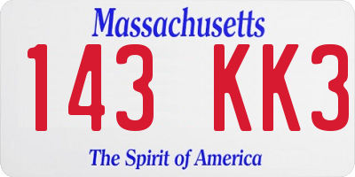 MA license plate 143KK3