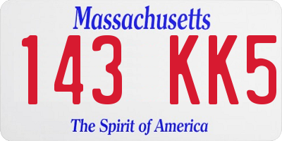 MA license plate 143KK5