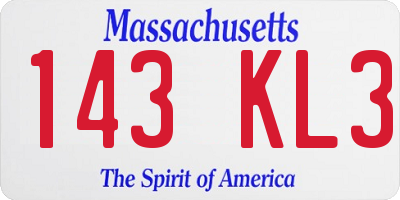 MA license plate 143KL3