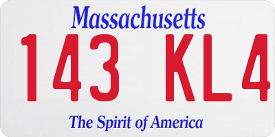 MA license plate 143KL4