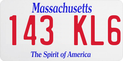 MA license plate 143KL6