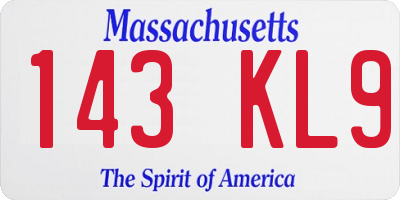 MA license plate 143KL9