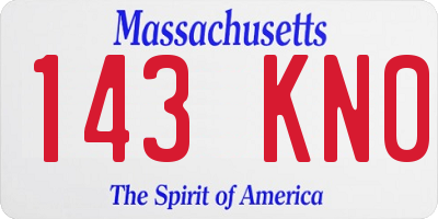 MA license plate 143KN0