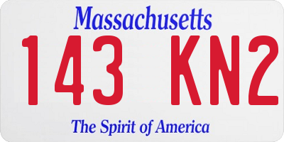 MA license plate 143KN2