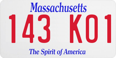 MA license plate 143KO1