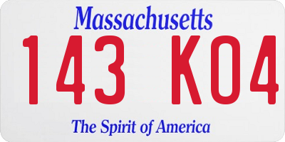 MA license plate 143KO4
