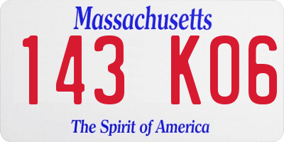 MA license plate 143KO6