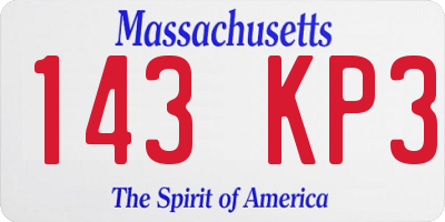 MA license plate 143KP3