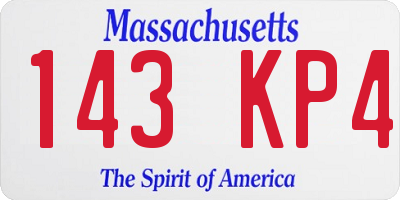 MA license plate 143KP4