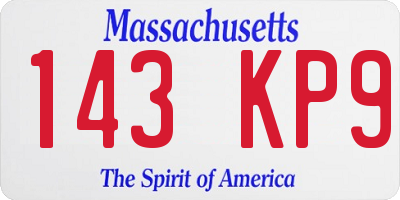 MA license plate 143KP9
