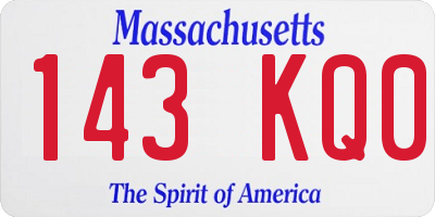 MA license plate 143KQ0
