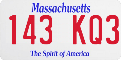 MA license plate 143KQ3
