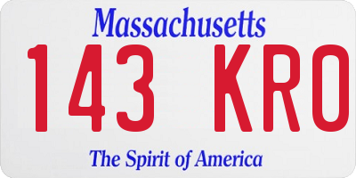 MA license plate 143KR0
