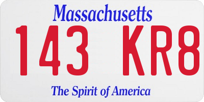 MA license plate 143KR8