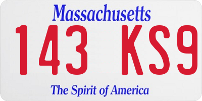 MA license plate 143KS9