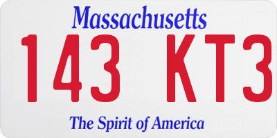 MA license plate 143KT3
