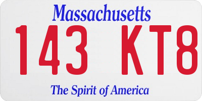 MA license plate 143KT8