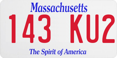 MA license plate 143KU2