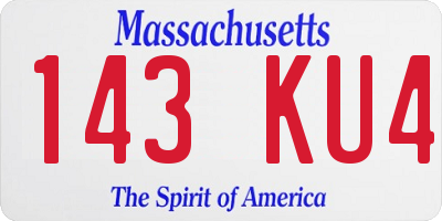 MA license plate 143KU4