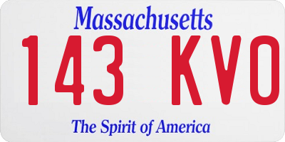 MA license plate 143KV0