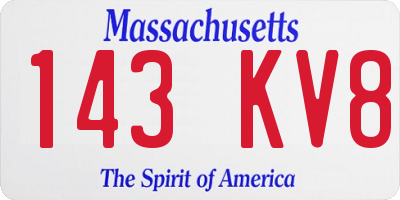 MA license plate 143KV8