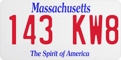 MA license plate 143KW8